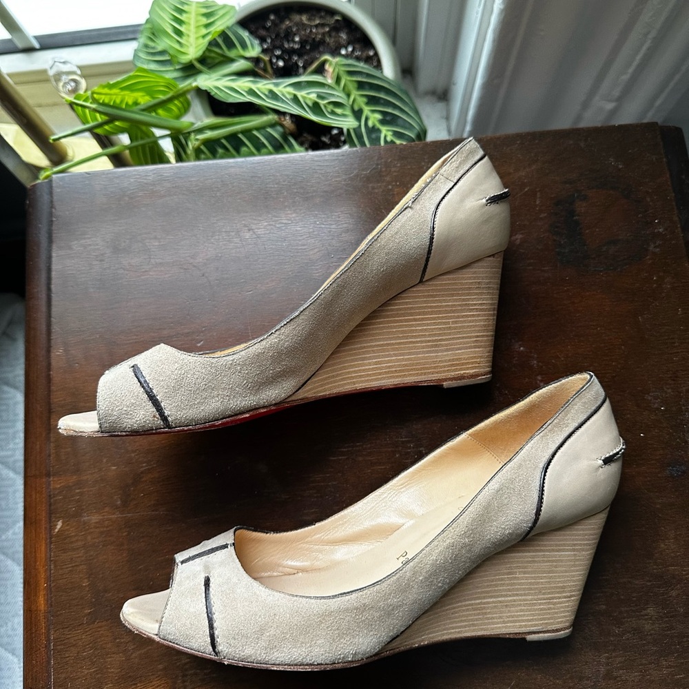 Christian Louboutin Suede Wedges, size 7 - Picture 3 of 7